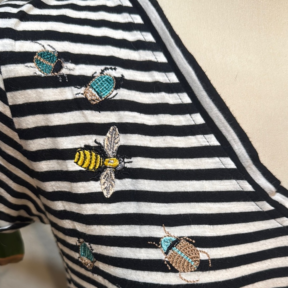 Striped Black and White V-Neck Women’s Top